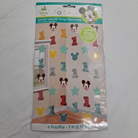 Mickey Mouse String Decorations First Birthday Party 7 Ft Long Six Pieces - Picture 2 of 10